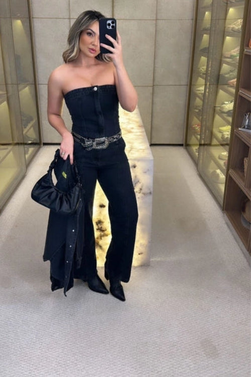 Macacão Jeans Tomara Que Caia | Botões