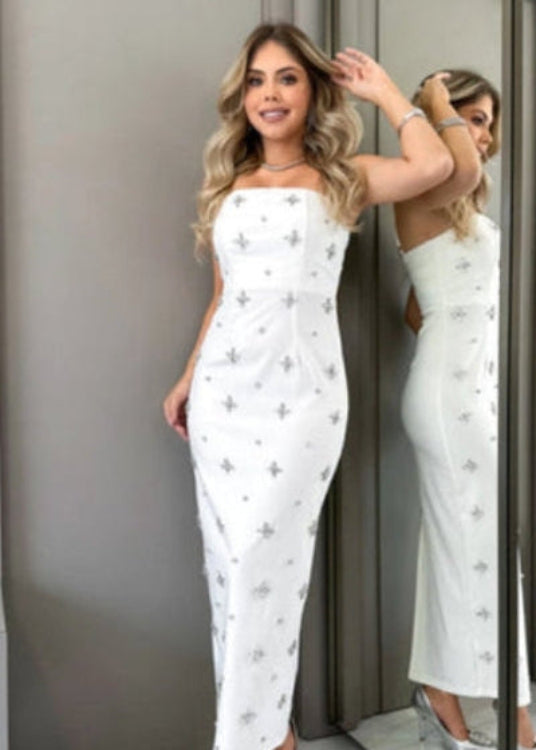 Vestido Midi com Pedrarias