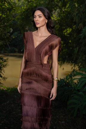 VESTIDO LONGO XINGU - Marrom